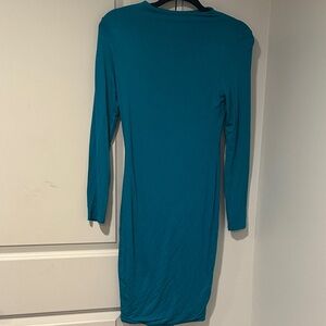Naked Wardrobe Teal Long Sleeve Mini Dress
